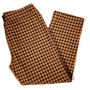 LIZ CLAIBORNE Pants sz 12P  Tan/Navy Plaid  Coastal  Preppy  5 pocket style EUC